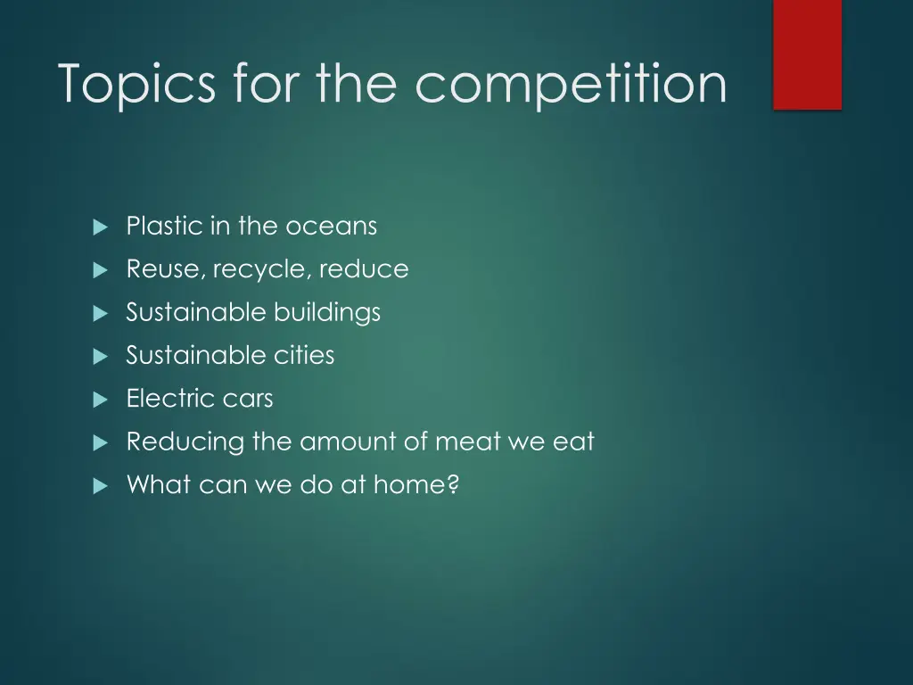 topics for the competition