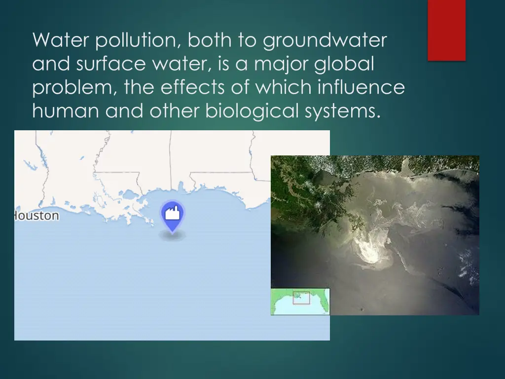 water pollution both to groundwater and surface