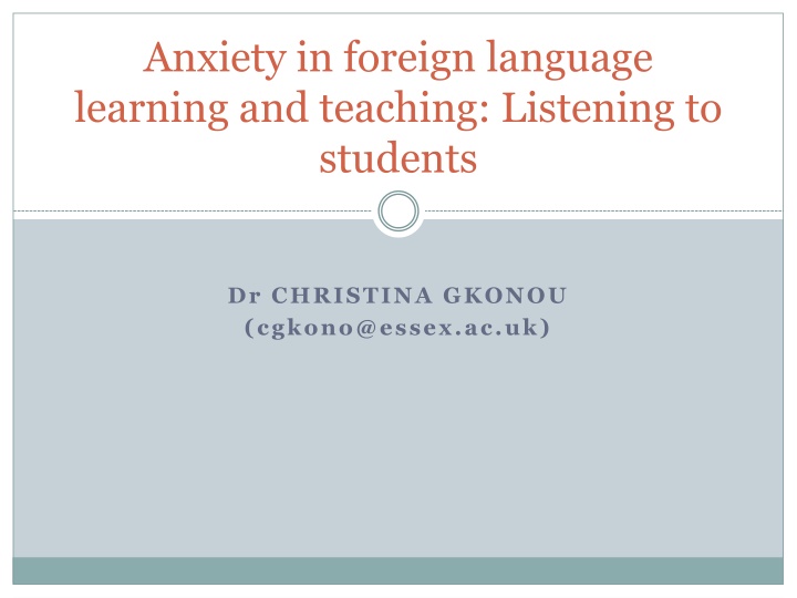 anxiety in foreign language learning and teaching