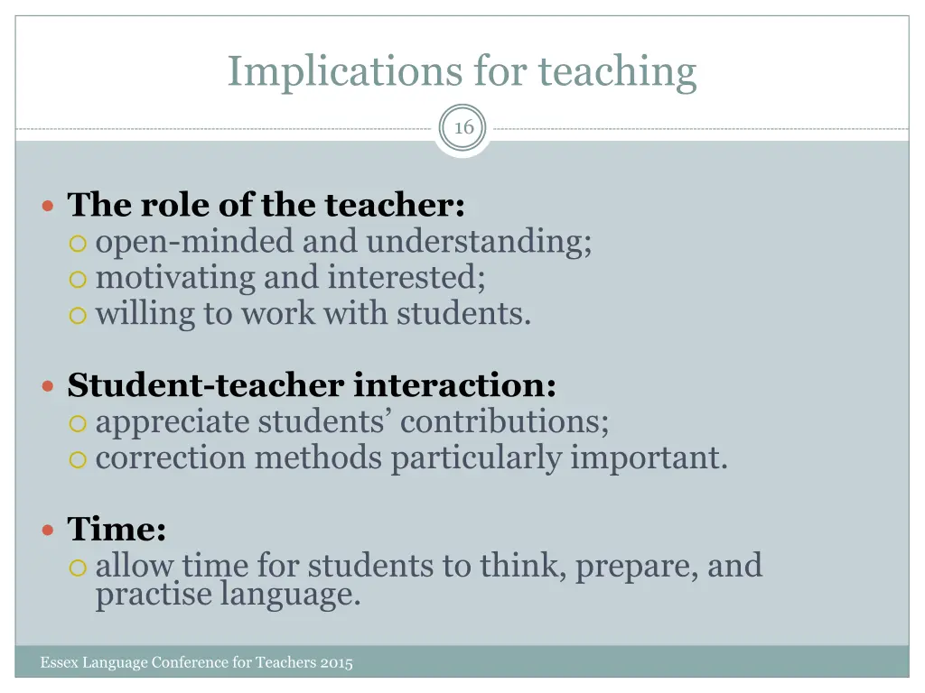 implications for teaching