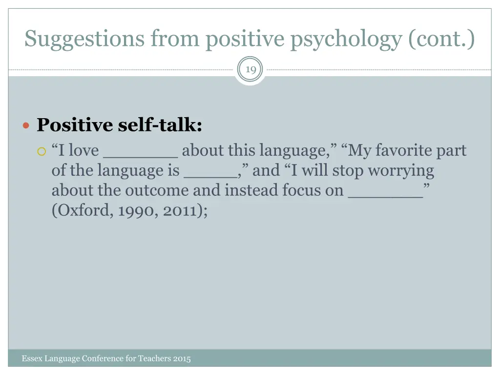 suggestions from positive psychology cont