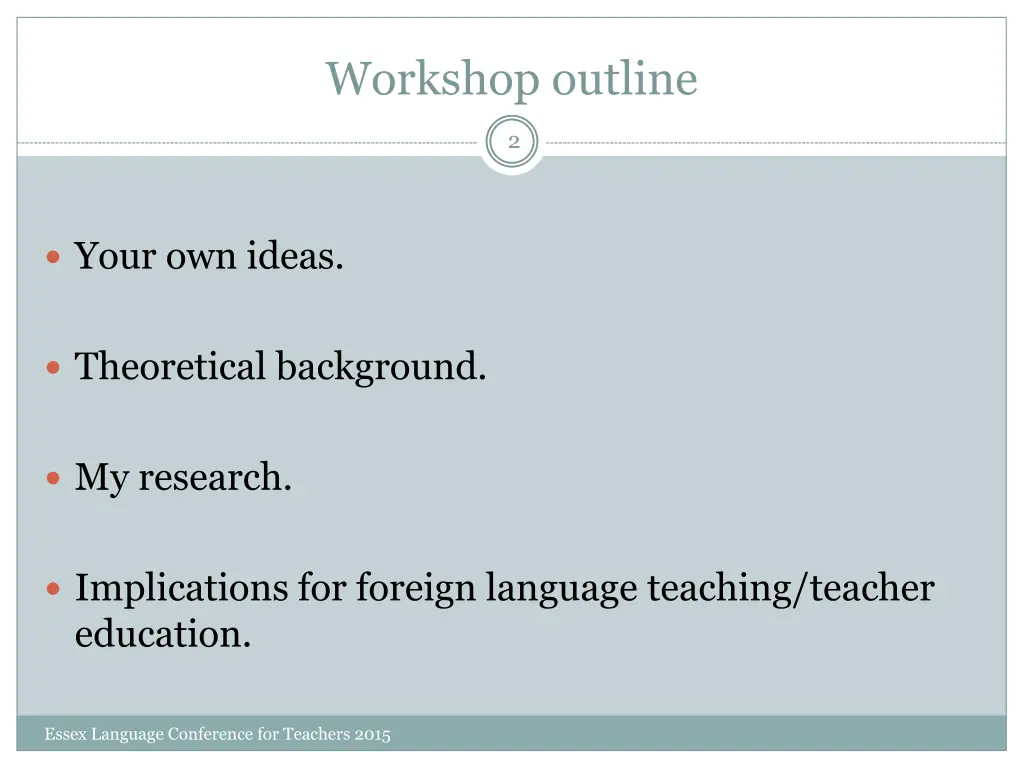 workshop outline