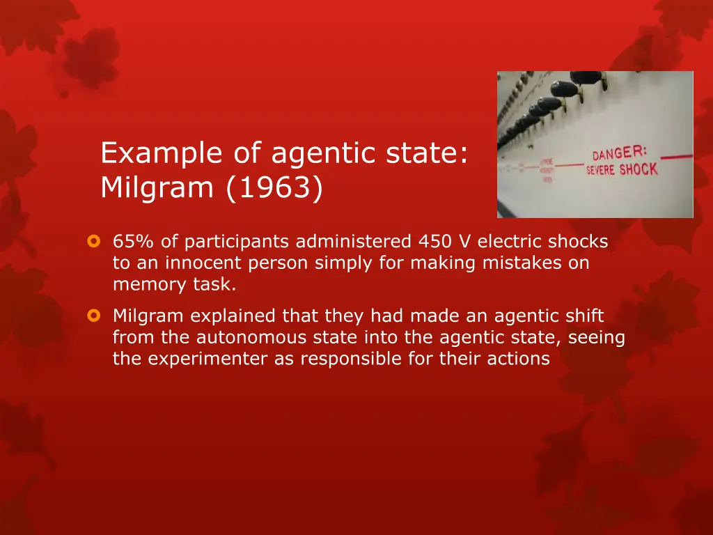 example of agentic state milgram 1963