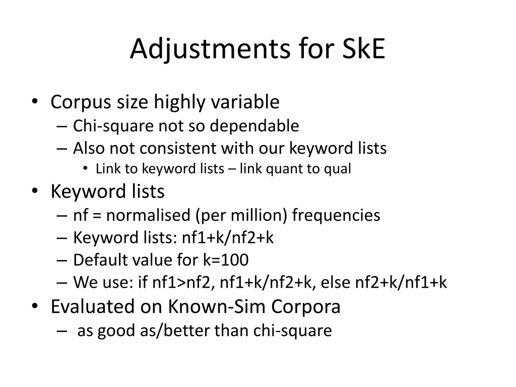 adjustments for ske 1