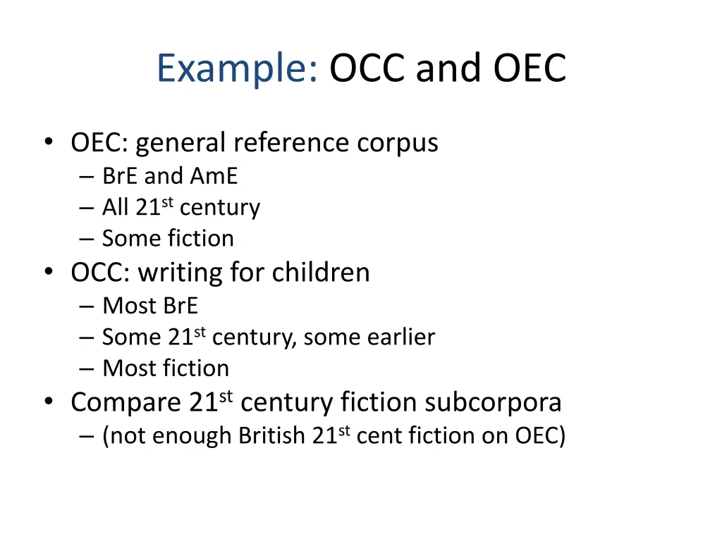 example occ and oec