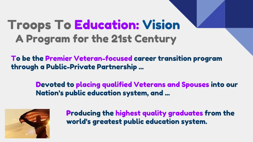 troops to education vision a program for the 21st