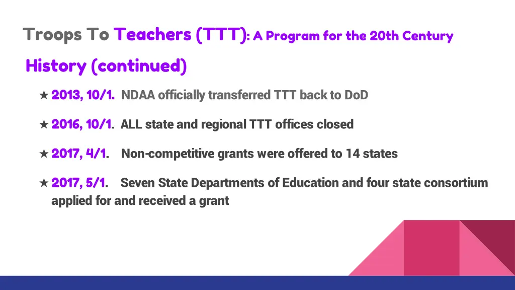 troops to teachers ttt a program for the 20th 1