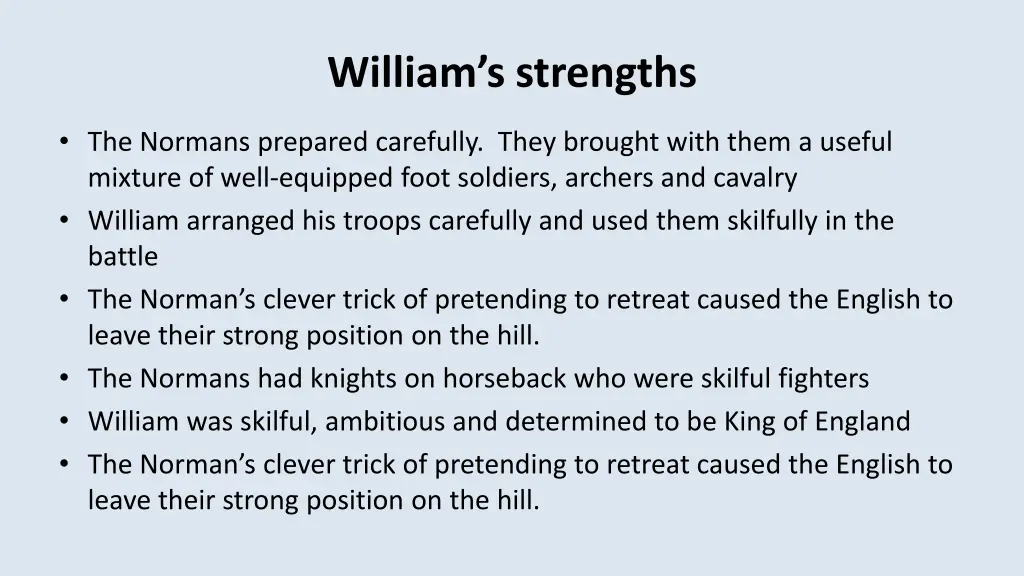 william s strengths