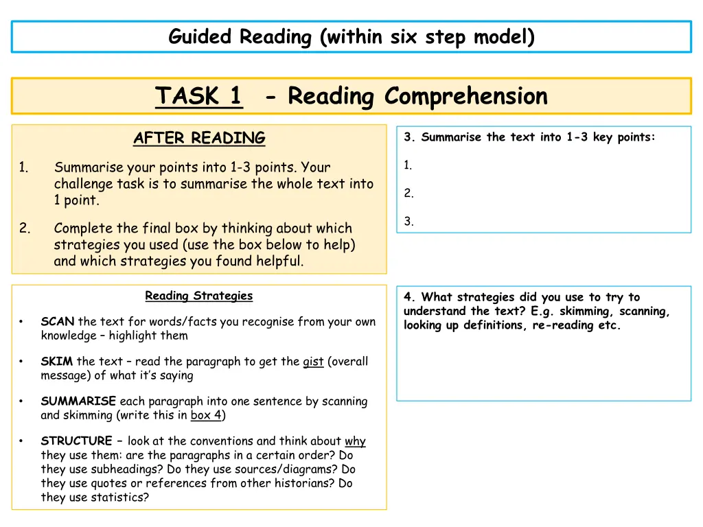 guided reading within six step model 2