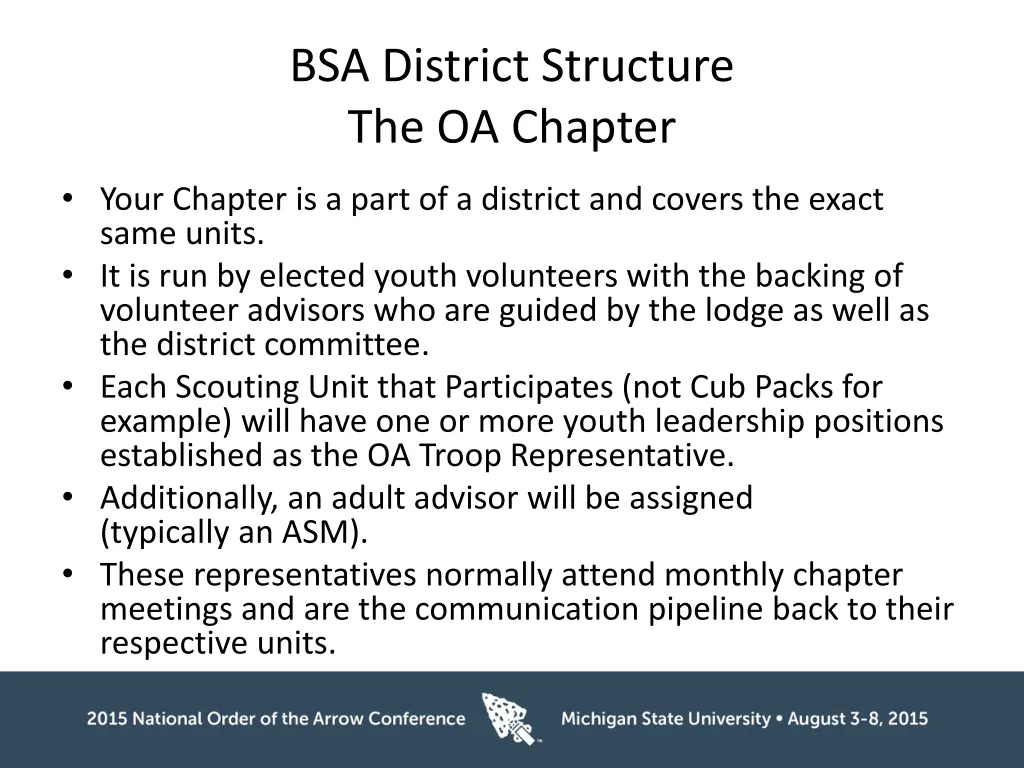 bsa district structure the oa chapter