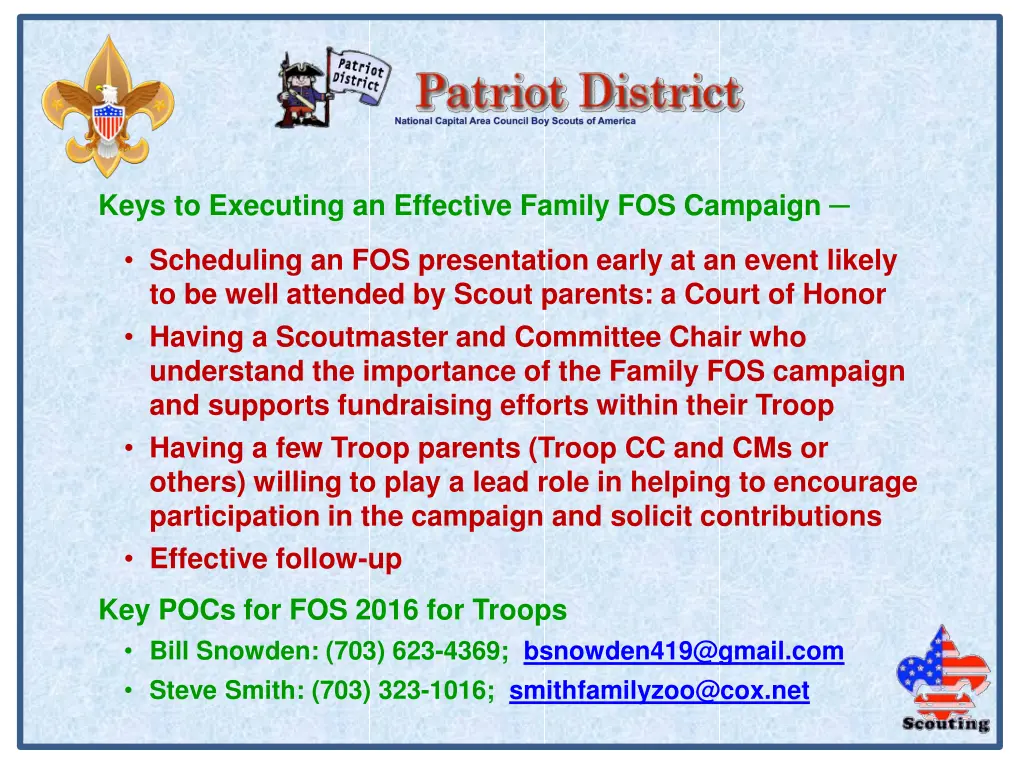 keys to executing an effective family fos campaign