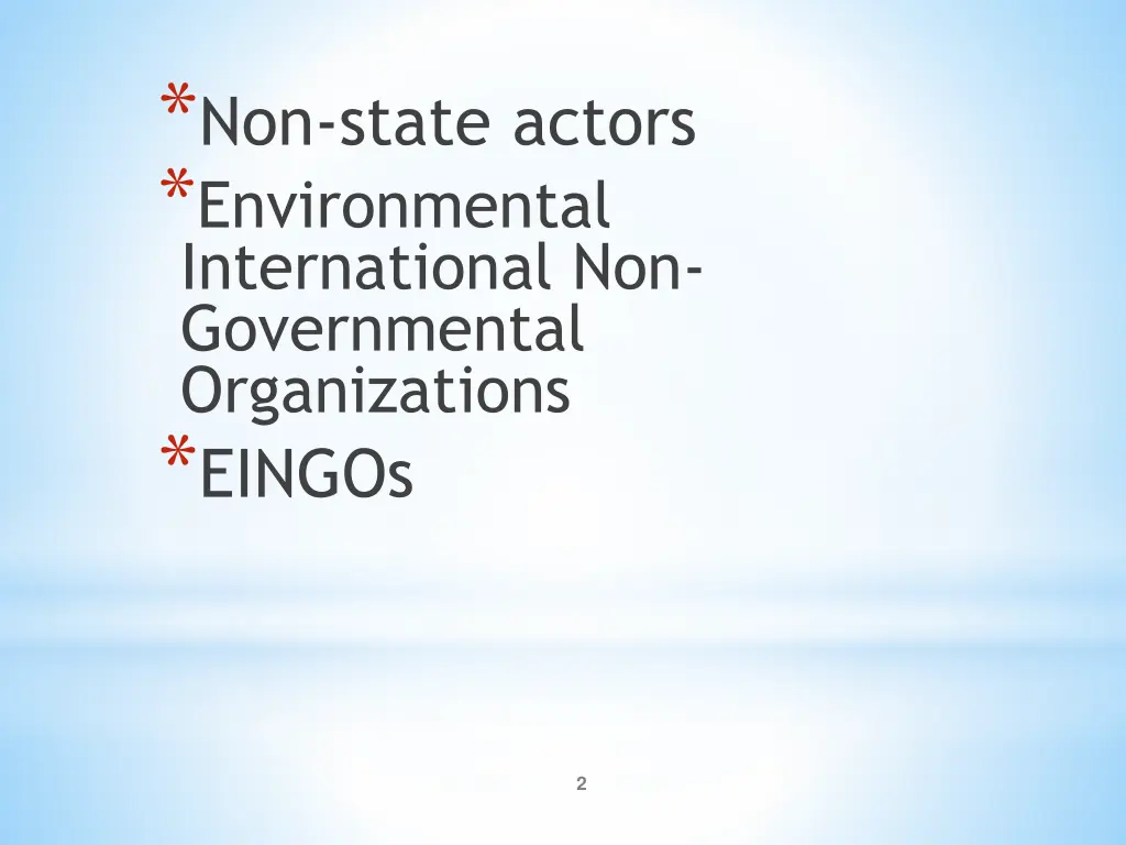 non state actors environmental international