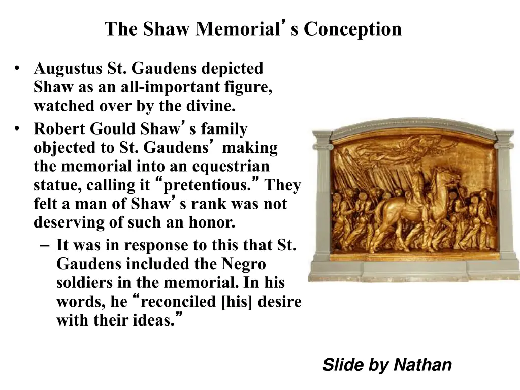 the shaw memorial s conception