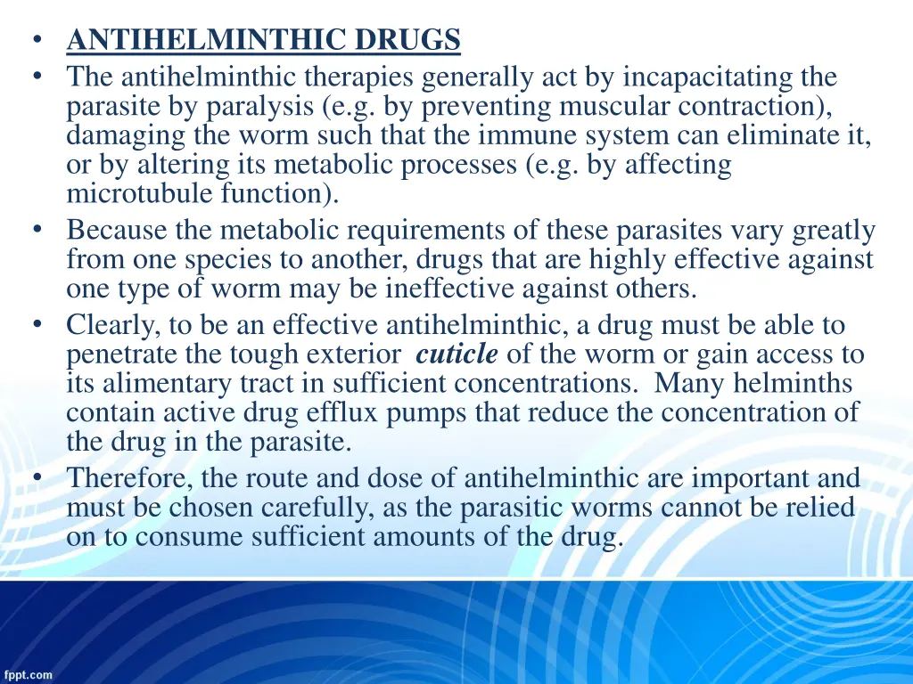 antihelminthic drugs the antihelminthic therapies