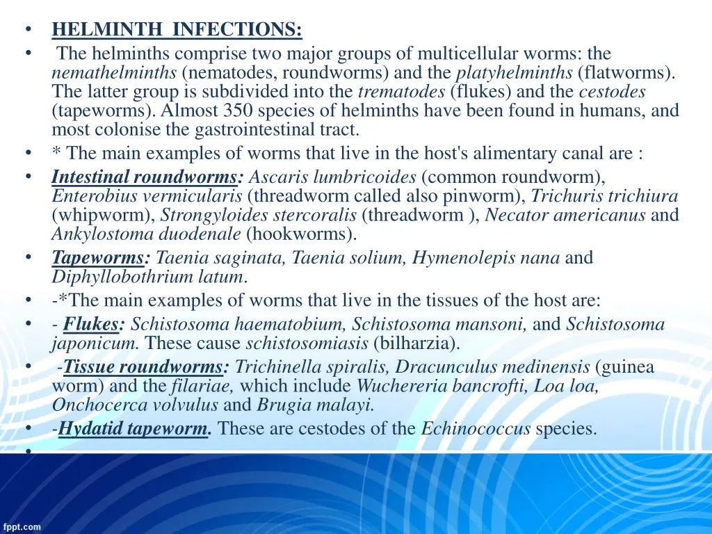 helminth infections the helminths comprise