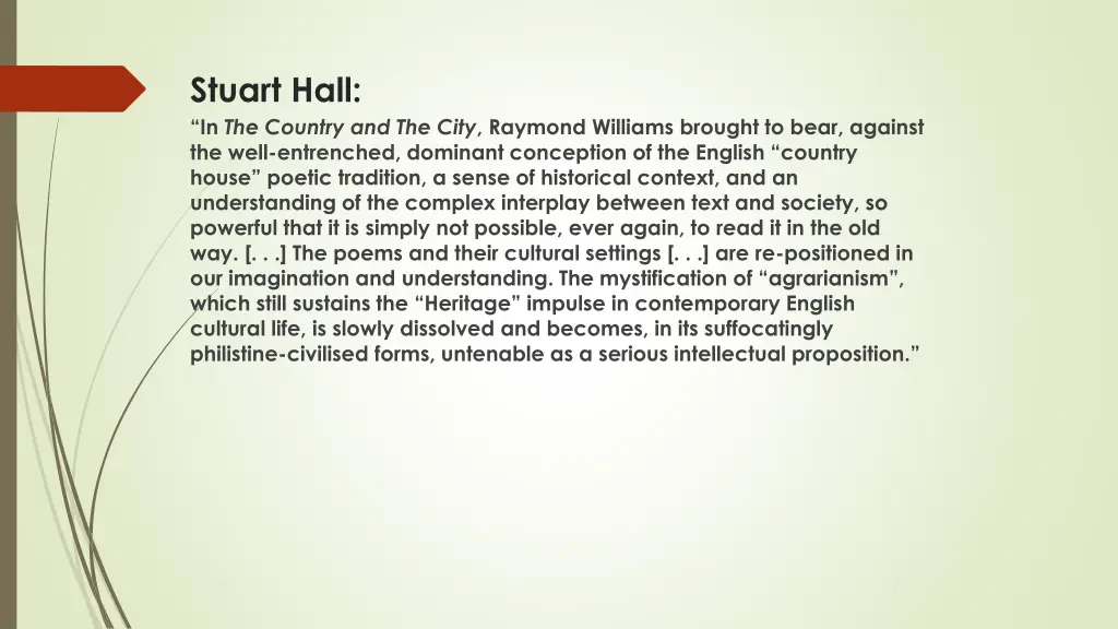 stuart hall in the country and the city raymond