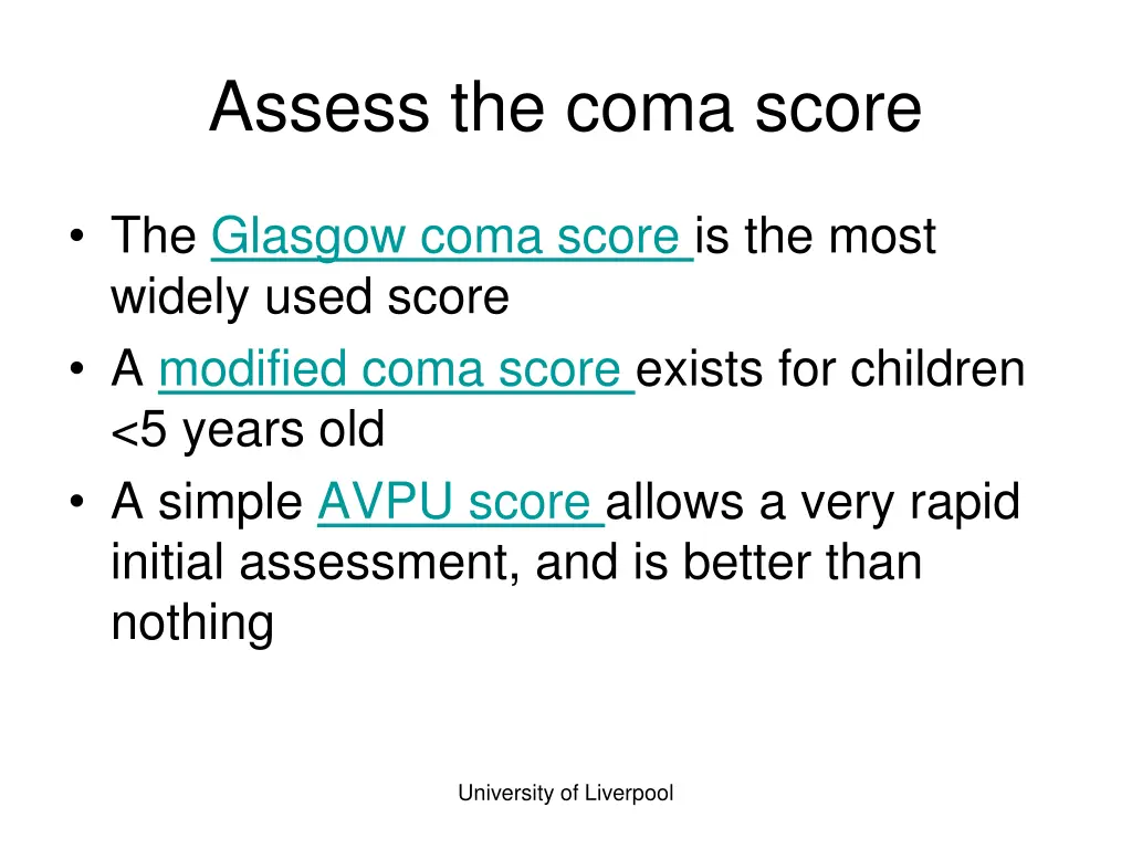 assess the coma score