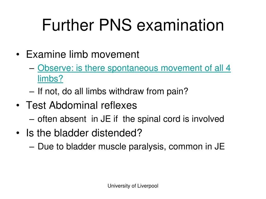 further pns examination