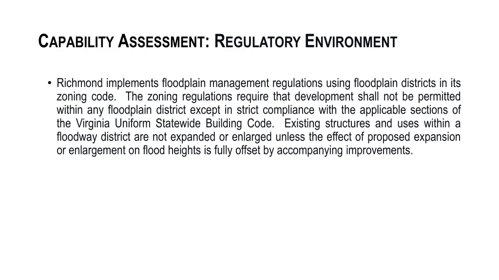 c apability a ssessment r egulatory e nvironment