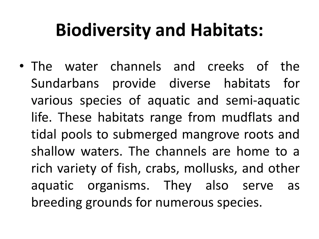 biodiversity and habitats