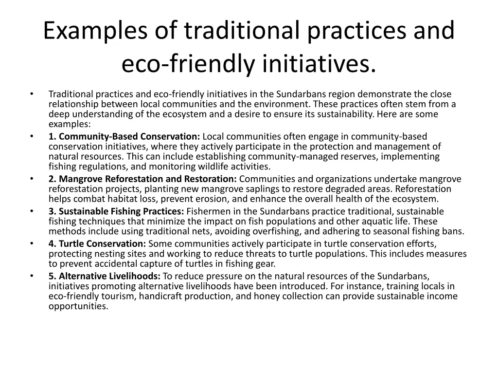 examples of traditional practices