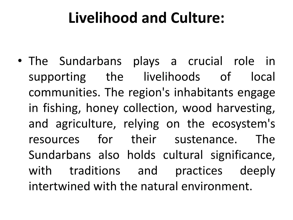 livelihood and culture