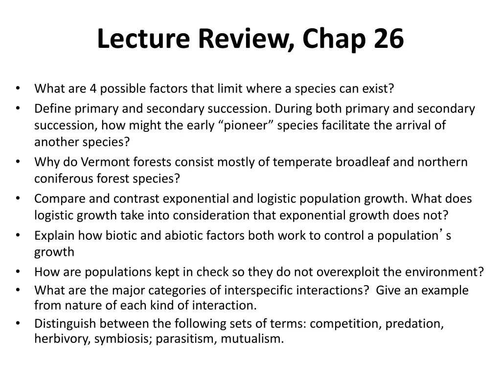 lecture review chap 26