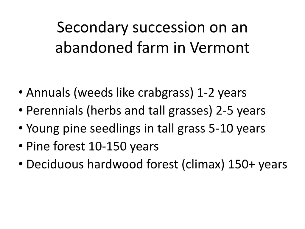 secondary succession on an abandoned farm