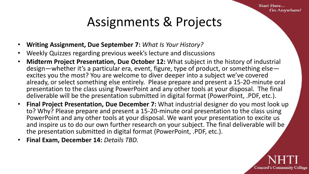 assignments projects