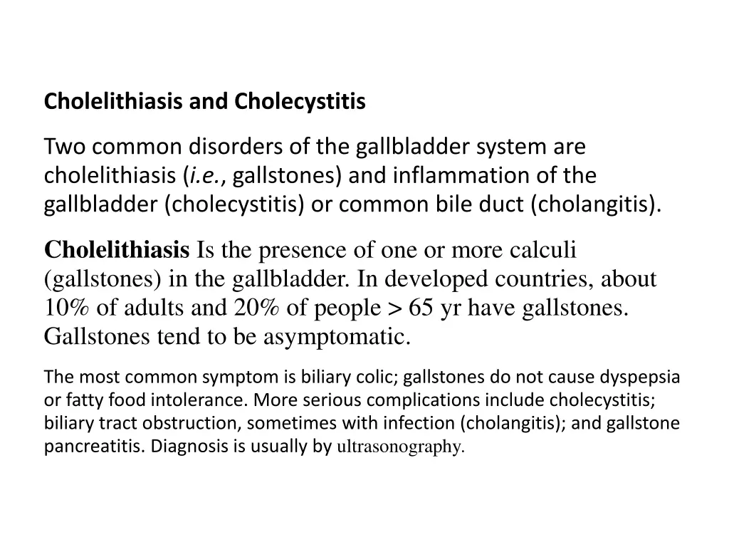 cholelithiasis and cholecystitis