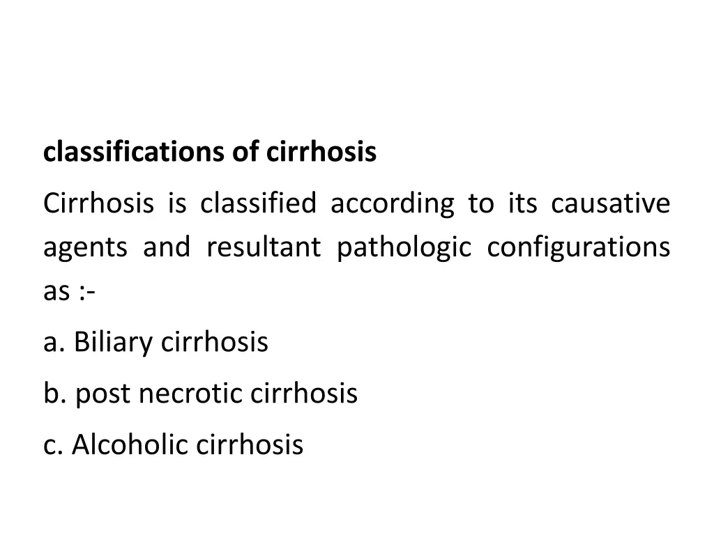 classifications of cirrhosis