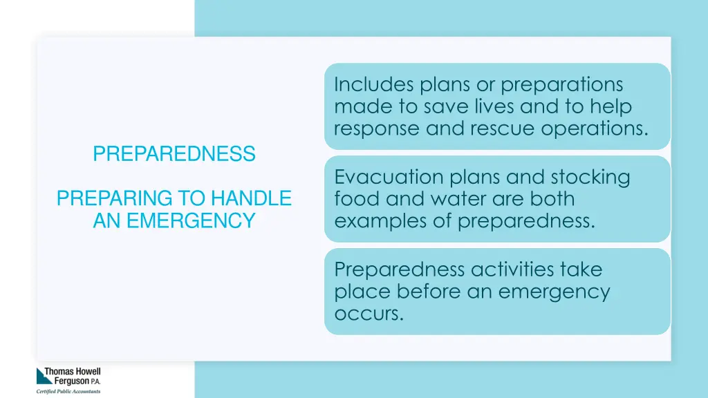 includes plans or preparations made to save lives