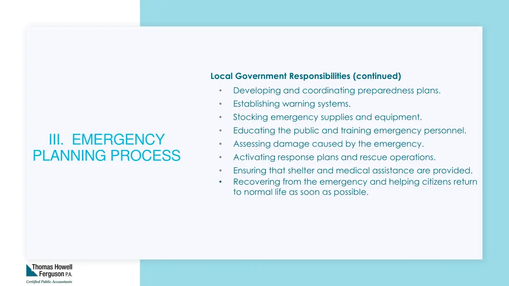 local government responsibilities continued