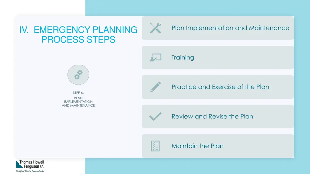 plan implementation and maintenance