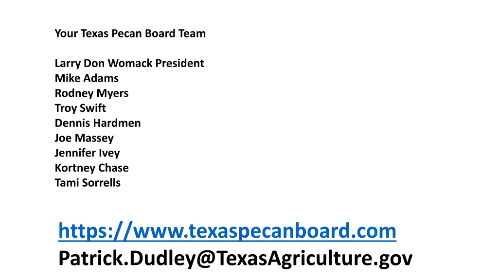 your texas pecan board team