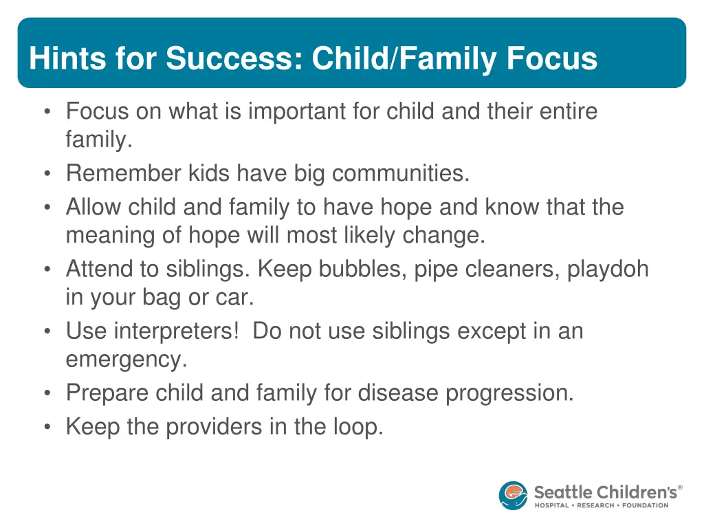 hints for success child family focus