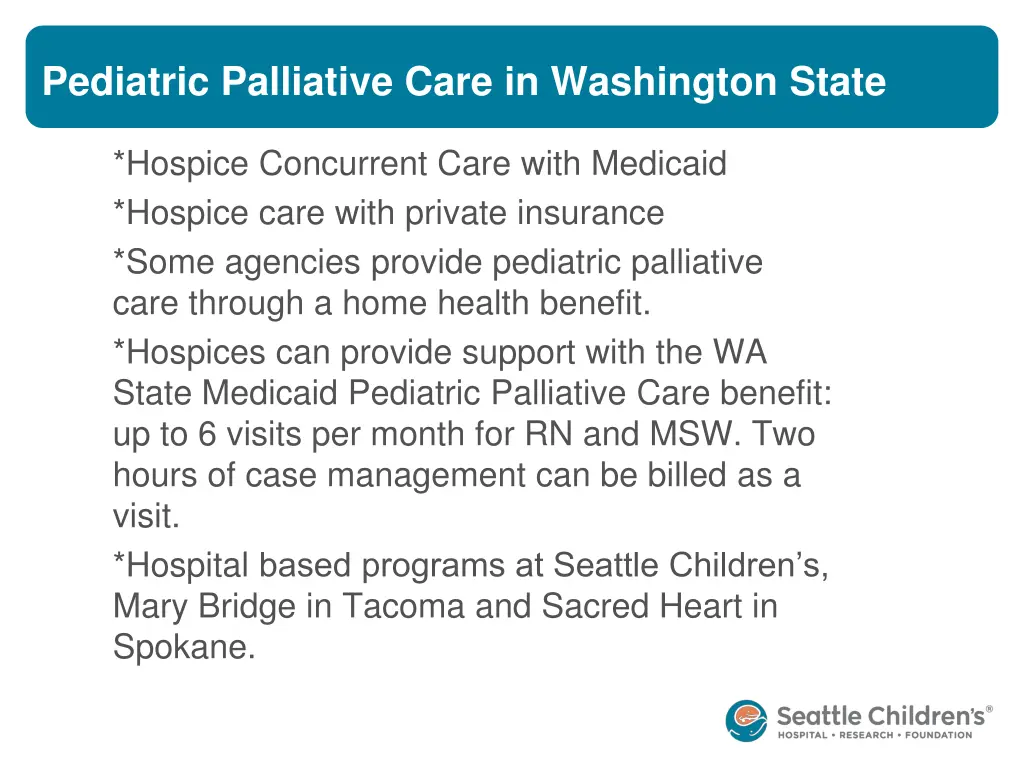 pediatric palliative care in washington state