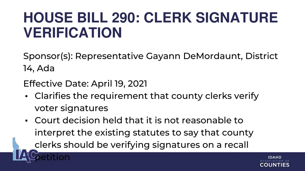 house bill 290 clerk signature verification