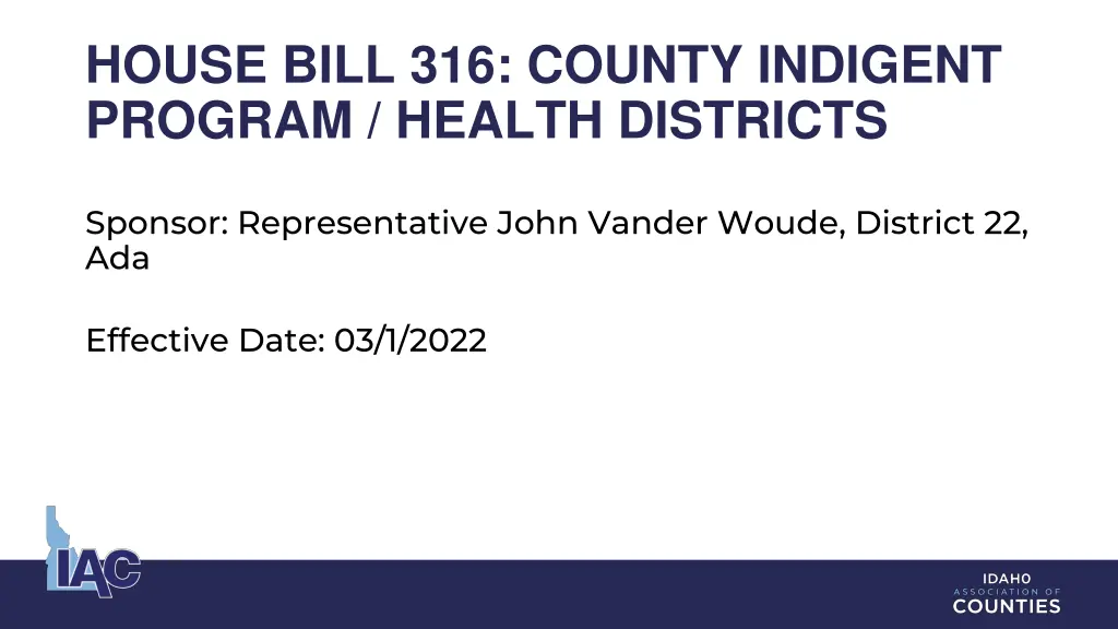 house bill 316 county indigent program health