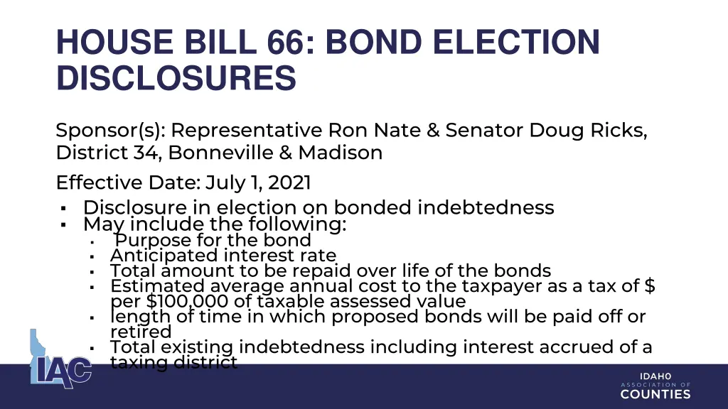 house bill 66 bond election disclosures