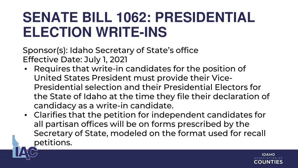 senate bill 1062 presidential election write ins