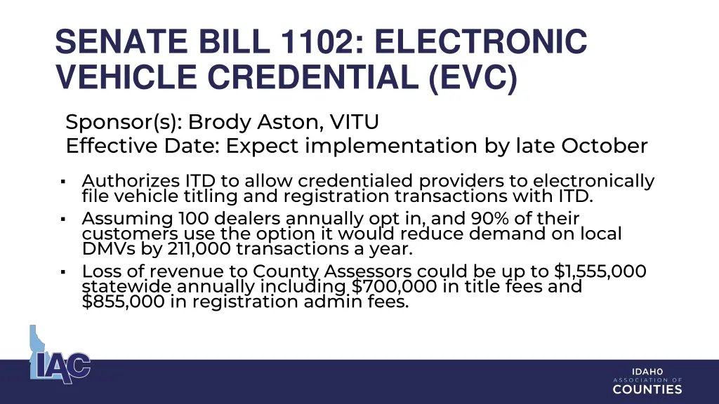 senate bill 1102 electronic vehicle credential evc