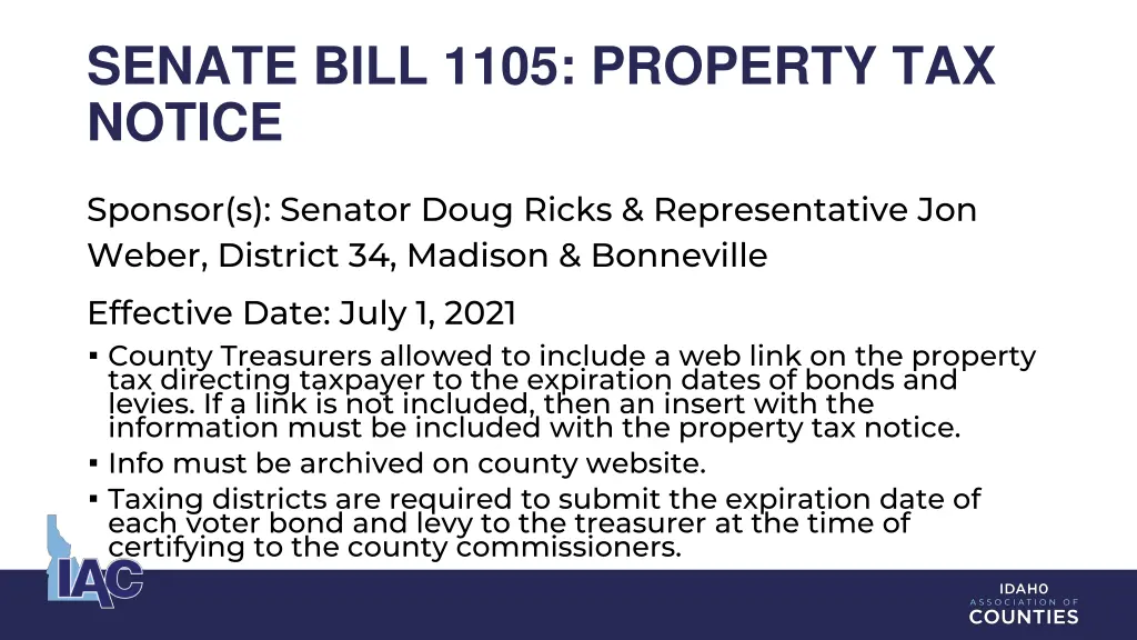 senate bill 1105 property tax notice