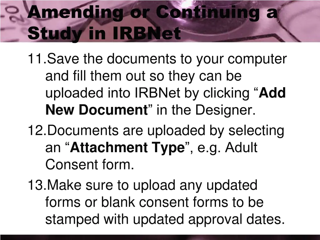 amending or continuing a study in irbnet 11 save