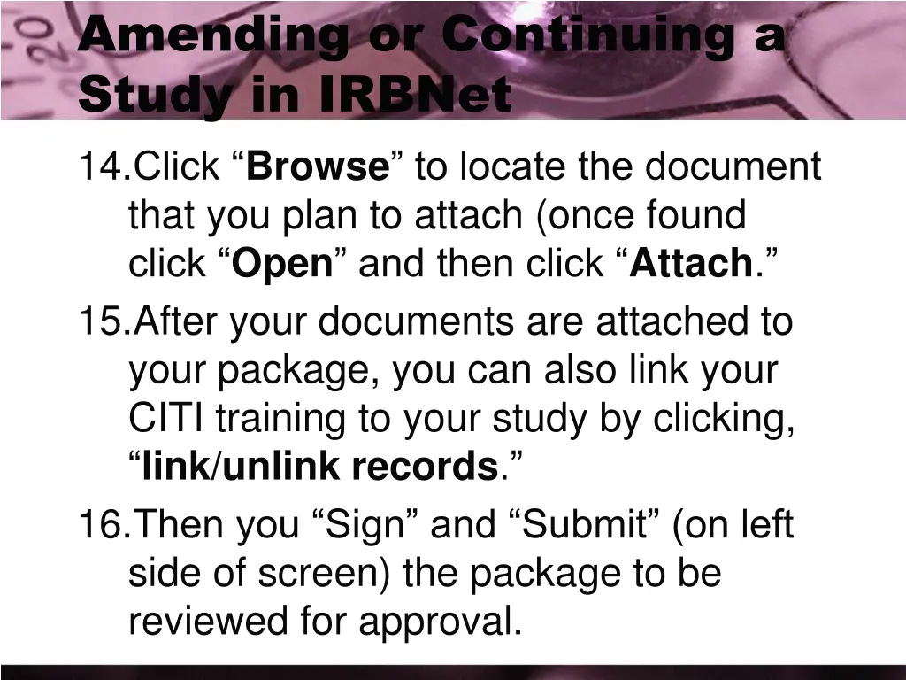 amending or continuing a study in irbnet 14 click