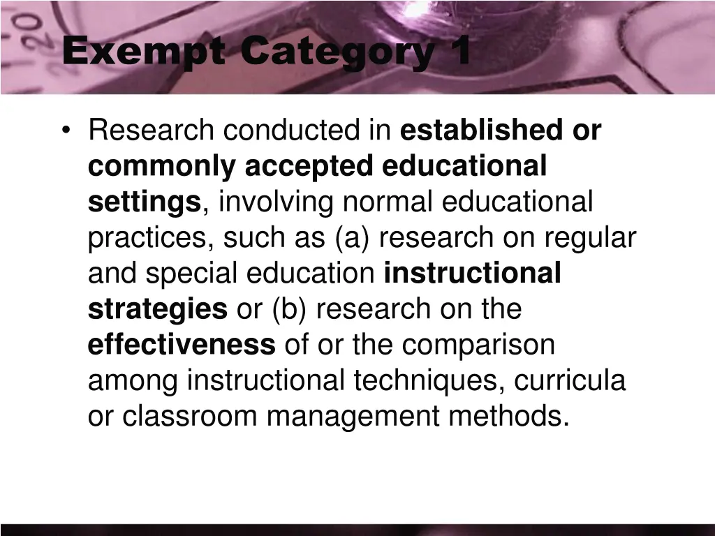 exempt category 1