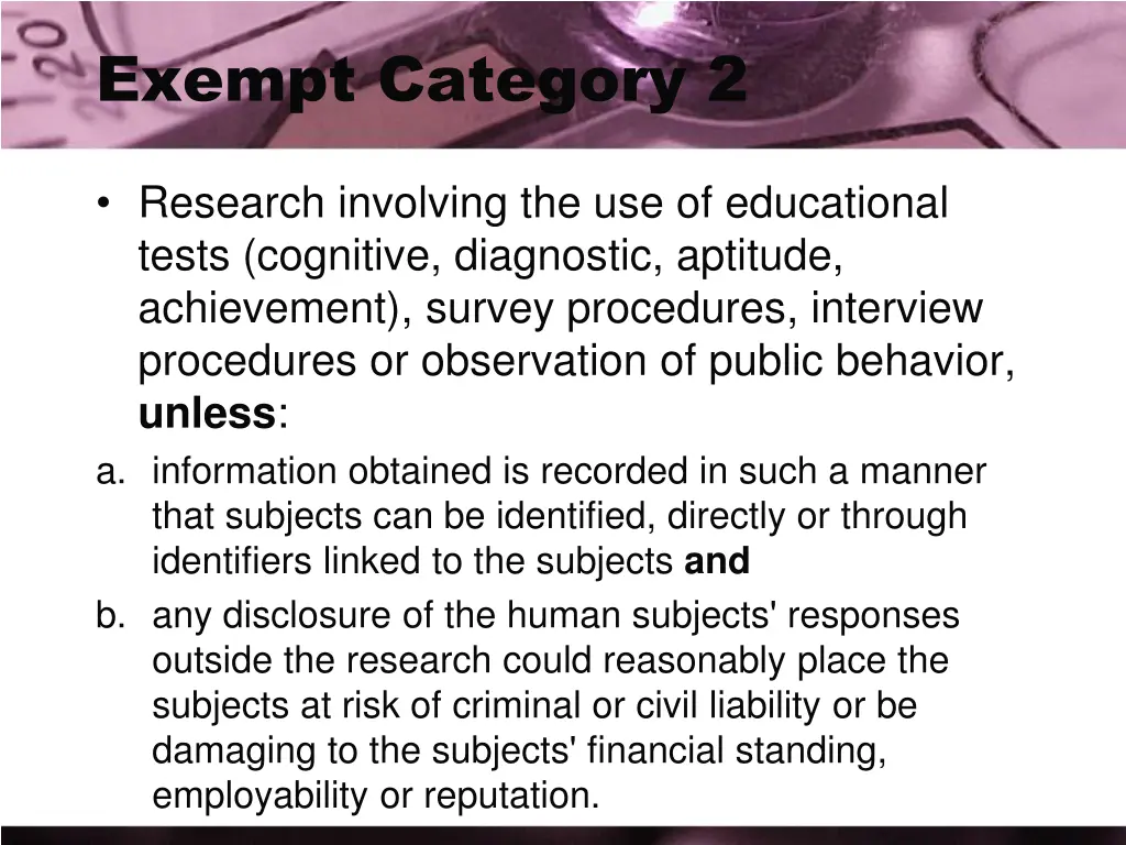 exempt category 2