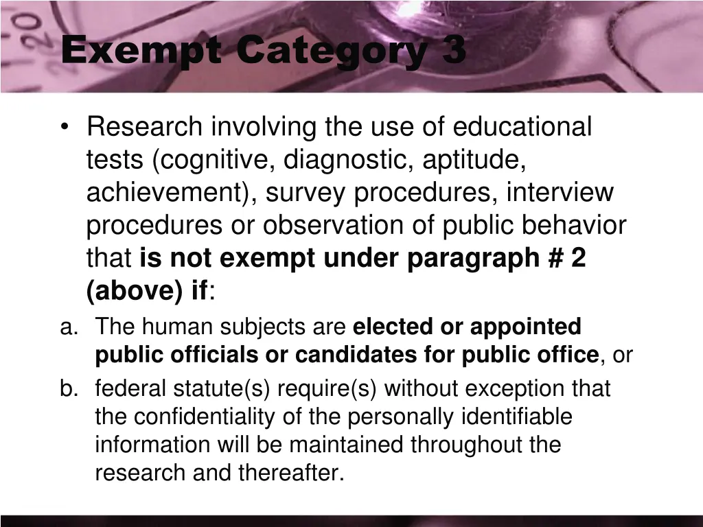 exempt category 3