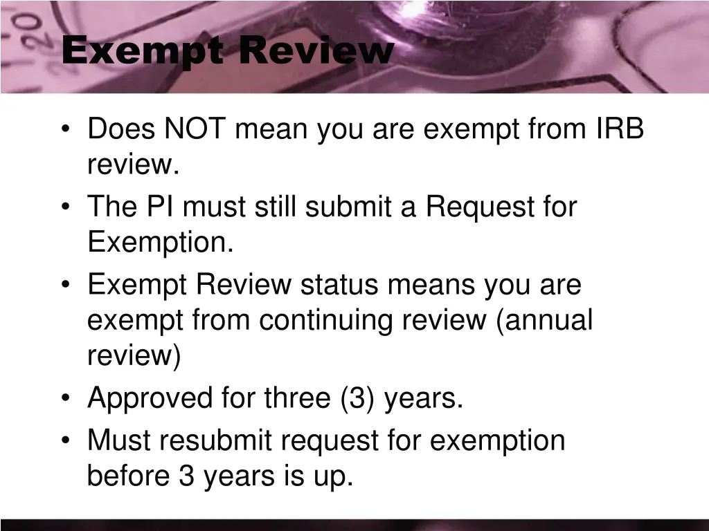 exempt review