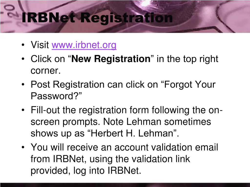 irbnet registration